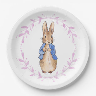 Classic rabbit floral leafy wreath paper plate