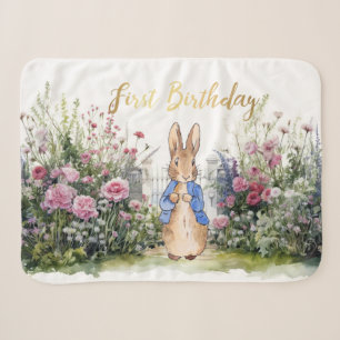 Classic Rabbit garden 1st Birthday Sherpa Blanket