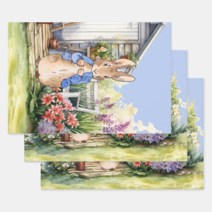 Classic Rabbit Garden Shed Wrapping Paper Sheet