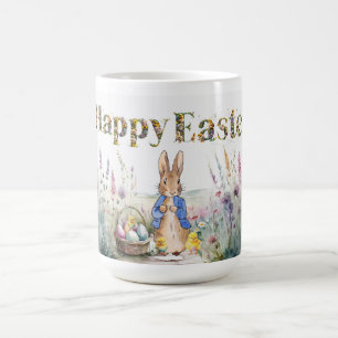 Classic Rabbit Happy Easter and Baby Chicks Coffee Mug