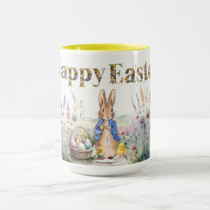 Classic Rabbit Happy Easter and Baby Chicks Mug
