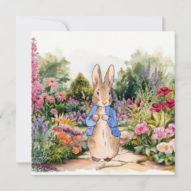 Classic Rabbit in a blue jacket Invitation (Front)
