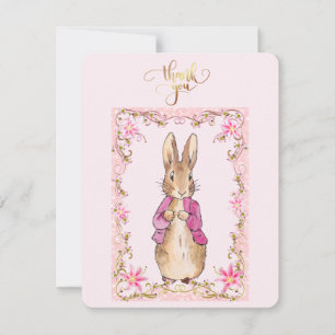 Classic Rabbit in a pink jacket   Thank You Card