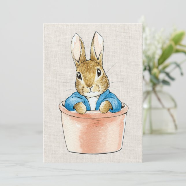 Classic Rabbit in a plant pot Invitation (Standing Front)