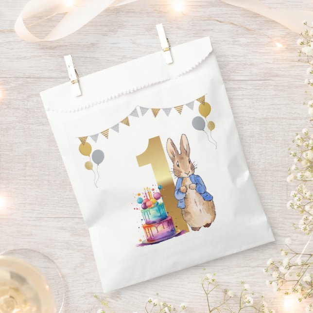 Classic Rabbit in blue jacket Favour Bag (Clipped)