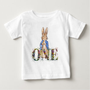 Classic Rabbit in blue jacket First Birthday Baby T-Shirt