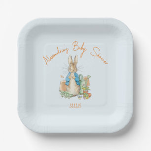 Classic rabbit in blue jacket paper plate