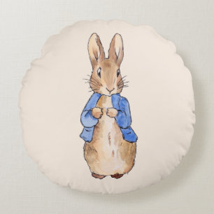 Classic rabbit in blue jacket round cushion