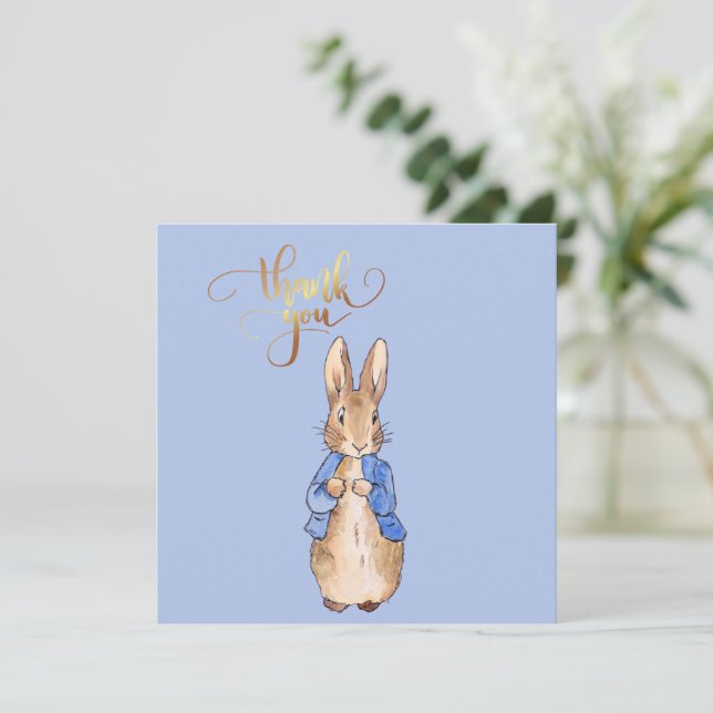 Classic Rabbit in blue jacket Thank you Card (Standing Front)