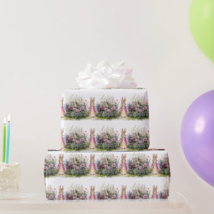 Classic rabbit in blue jacket wrapping paper