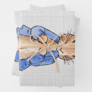 Classic rabbit in blue jacket wrapping paper sheet