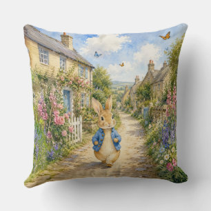 Classic Rabbit in English Country Town Cushion