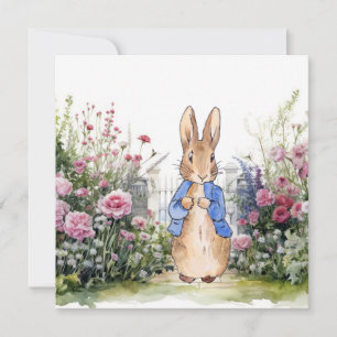 Classic Rabbit in his flower garden Invitation