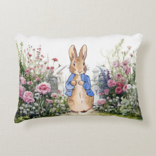 Classic Rabbit in his garden Decorative Cushion