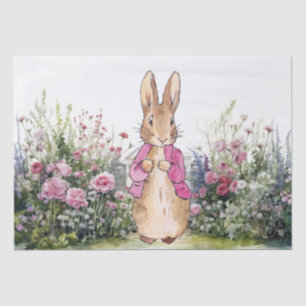 Classic Rabbit in pink jacket in a garden Tissue Paper