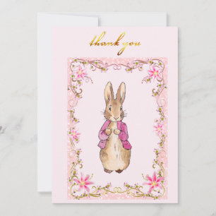 Classic rabbit in pink jacket thank you card