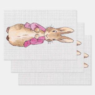 Classic rabbit in pink jacket wrapping paper sheet