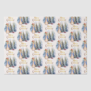 Classic Rabbit Merry Christmas Tree Tissue Paper