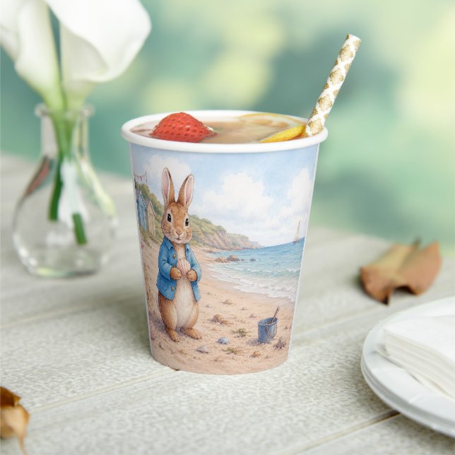 Classic Rabbit on a sandy beach Paper Cups (Insitu)