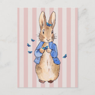 Classic Rabbit pink cream stripes Postcard