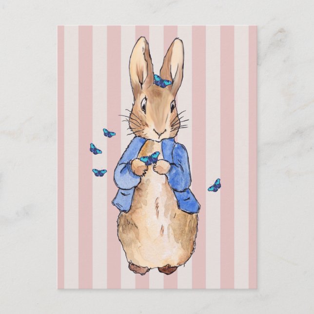 Classic Rabbit pink cream stripes Postcard (Front)