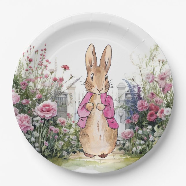 Classic Rabbit pink jacket Paper Plate (Front)