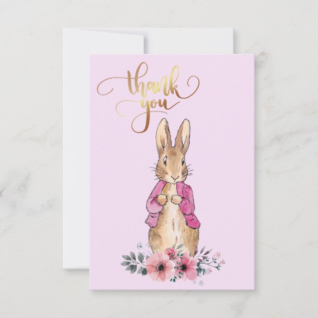 Classic rabbit pink jacket Thank you Card (Front)