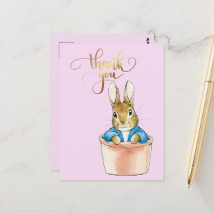 Classic Rabbit Plant Pot Thank you Postcard