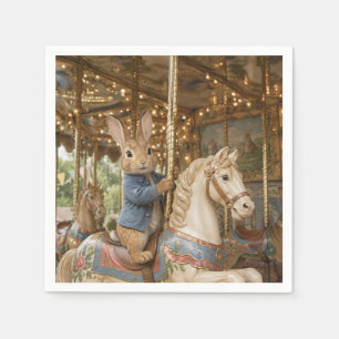 Classic Rabbit riding the carousel Napkin