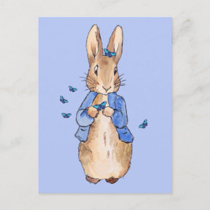 Classic rabbit with butterflies Thank you Postcard