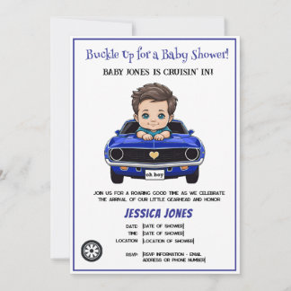 Classic Race Car Baby Boy Cruisin' In Shower Invit Invitation