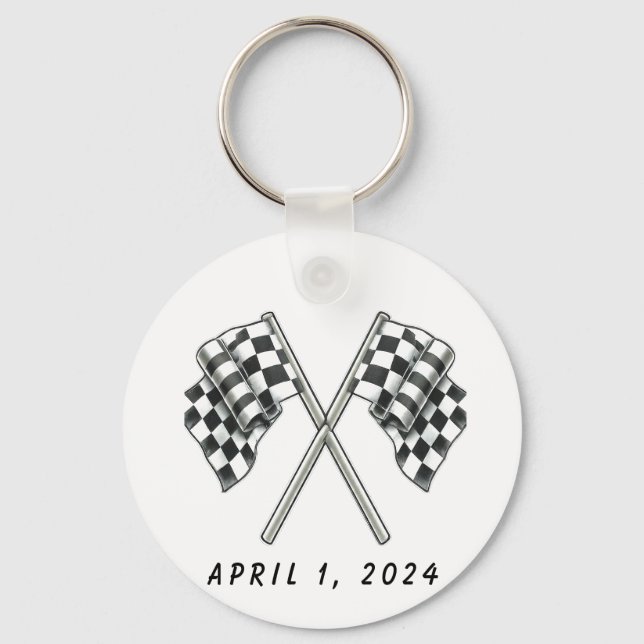 Classic Race Car Baby Boy Cruisin' In Shower Key Ring (Back)
