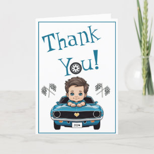 Classic Race Car Baby Shower Thank You Cards
