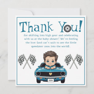 Classic Race Car Baby Shower Thank You Cards