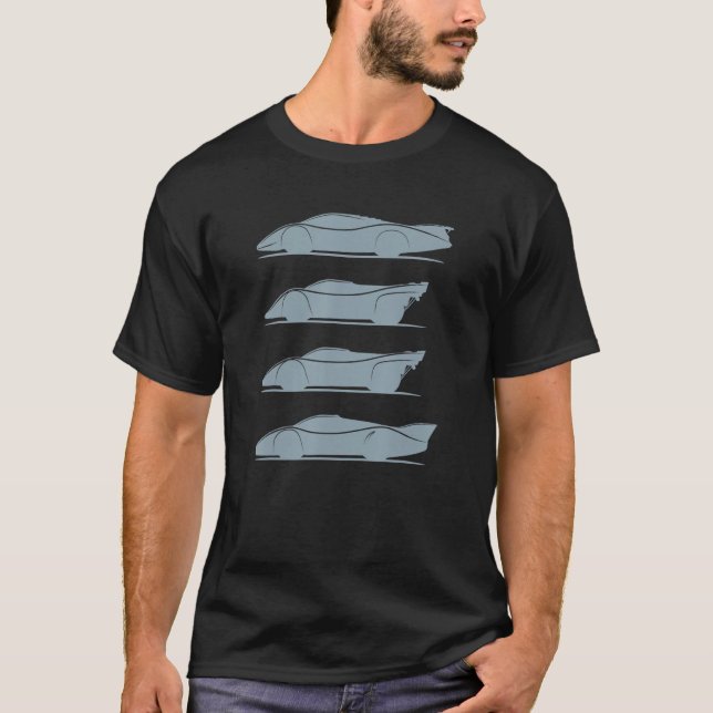 Classic Race Car Silhouette car blueprint motorspo T-Shirt (Front)