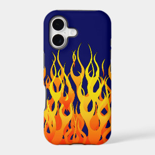 Classic Racing Flames Fire on Navy Blue