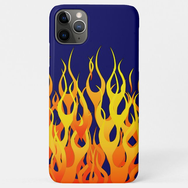 Classic Racing Flames Fire on Navy Blue Case-Mate iPhone Case (Back)
