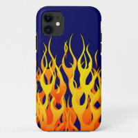 Classic Racing Flames Fire on Navy Blue