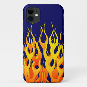 Classic Racing Flames Fire on Navy Blue iPhone 11 Case