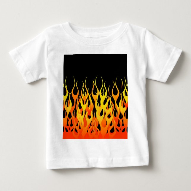 Classic Racing Flames on Solid Black Baby T-Shirt (Front)