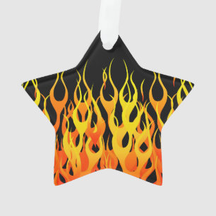 Classic Racing Flames on Solid Black Ornament