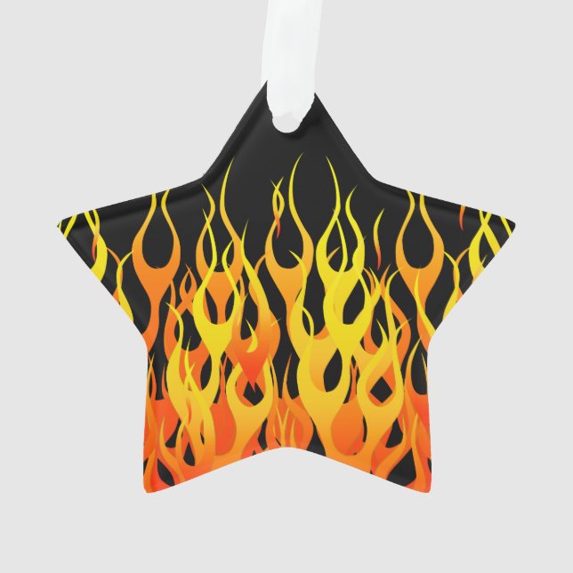Classic Racing Flames on Solid Black Ornament (Back)