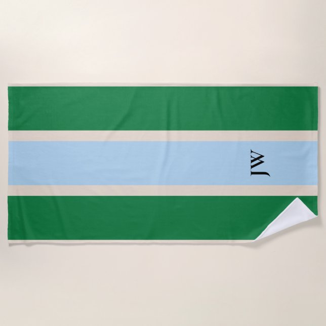 Classic Racing Stripe Monogram Beach Towel (Front)