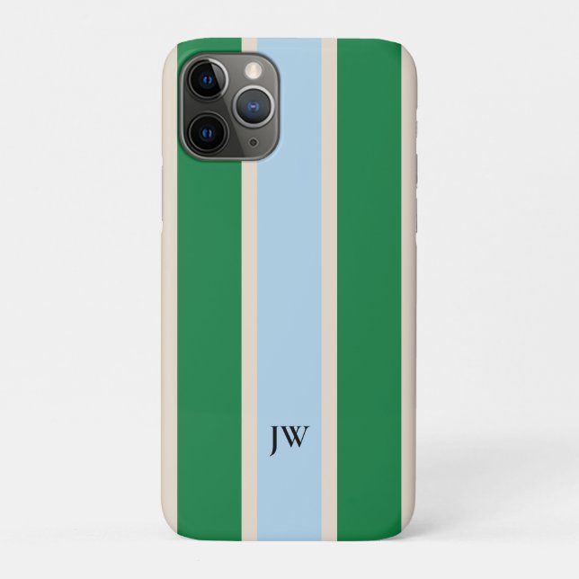 Classic Racing Stripe Monogram Phone Case (Back)