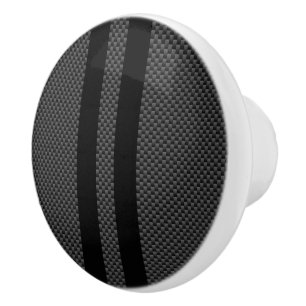 Classic Racing Stripes in Carbon Fibre Style Ceramic Knob