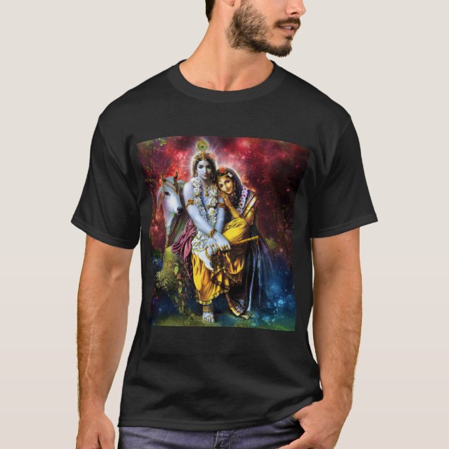 Classic Radha-Krsna Divine Love ॐ T-Shirt (Front)