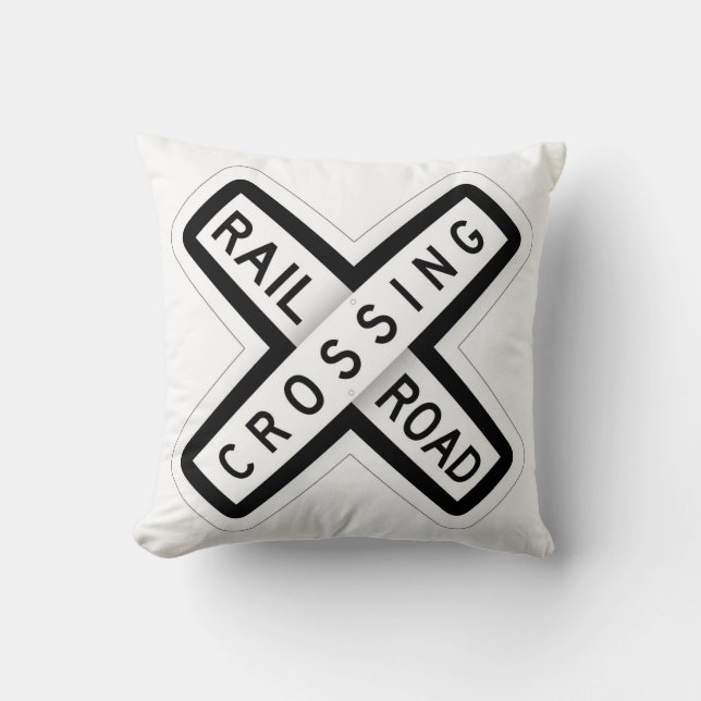 Classic Rail Road Crossing Sign Cushion (Front)