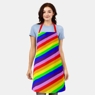 Classic Rainbow Stripes Diagonal Colourful Apron