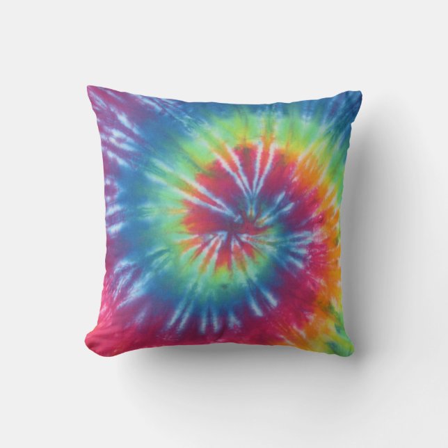 Classic Rainbow Swirl Tie Dye American MoJo Pillow (Front)