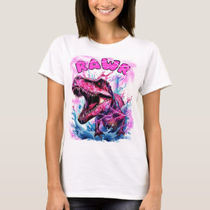 Classic RAWR Dinosaur neon graphic design T-Shirt